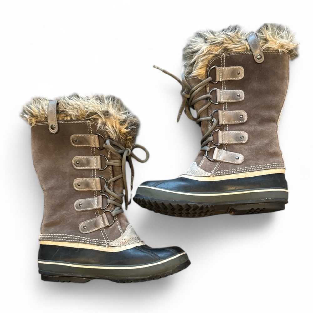 Sorrel Joan of Arc Artic Grey Suede Faux Fur Tim Waterproof Winter Boots Size 9 - Picture 5 of 14